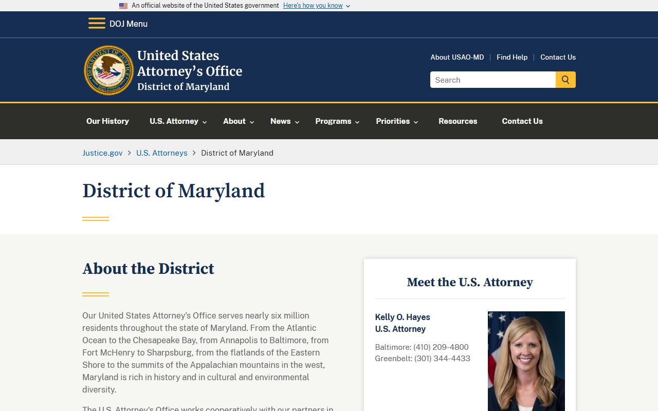 Cecil County criminal court records U.S. Attorney District of Maryland reference
