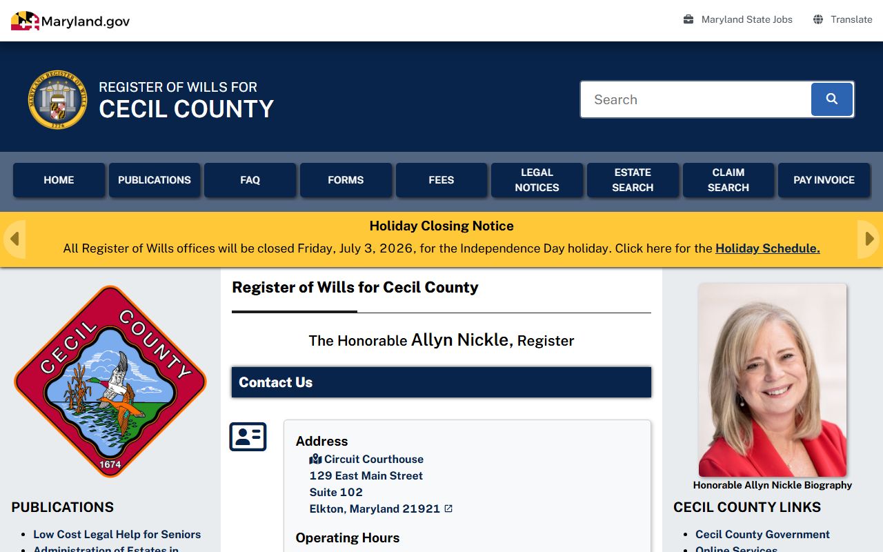 Cecil County Orphans' Court and Register of Wills records
