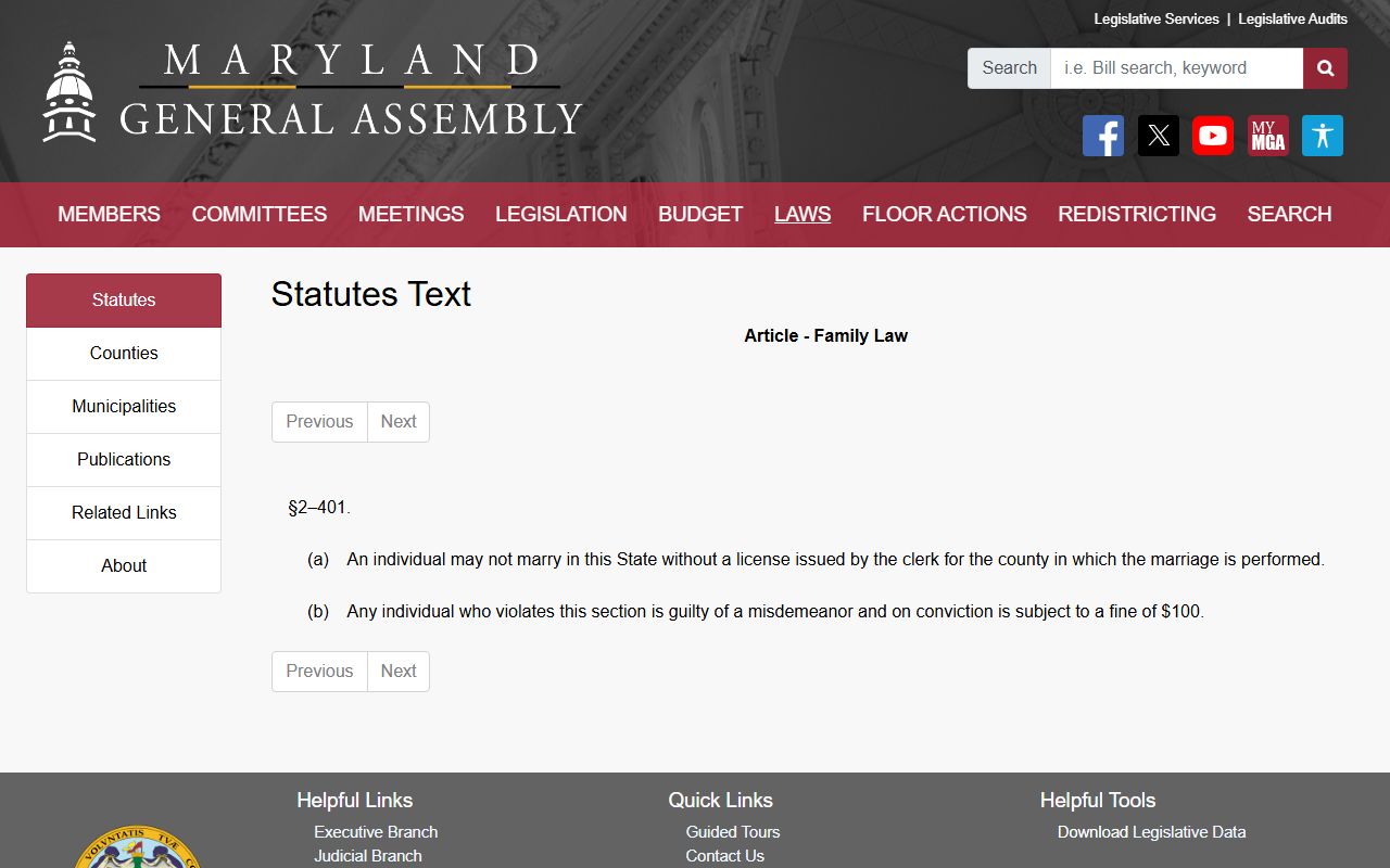 Cecil County marriage records Maryland marriage license statute